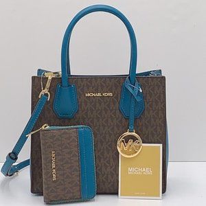 Michael Kors Mercer Md Crossbody Messenger Bag & Jet Set Md ZA Card Case Wallet